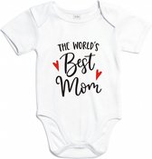 Rompertjes baby met tekst - The world's best mom - Romper wit - Maat 50/56