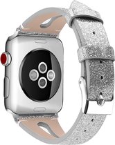 Bandje leer zilver metallic geschikt voor Apple Watch 38mm & 40mm