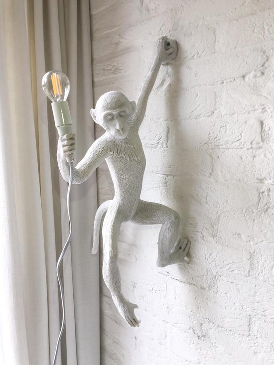 a sunny day aap lamp wandlamp - monkey lamp - wit - 60 cm | bol.com