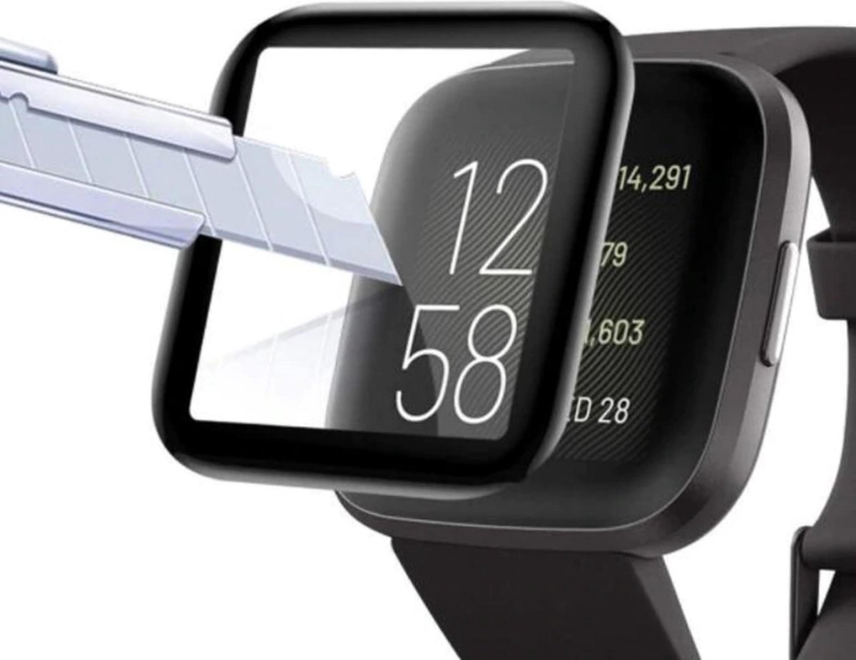 KELERINO. Screenprotector geschikt voor Fitbit Versa 2 - 3D Fullcover - Plastic