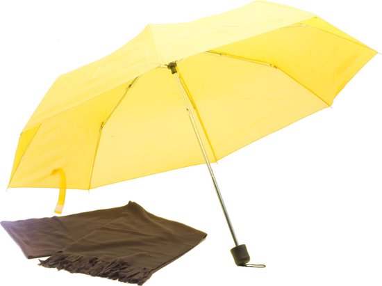 Klusjesman Alert Pellen Luxe giftset met gele paraplu met warme fleece sjaal | bol.com
