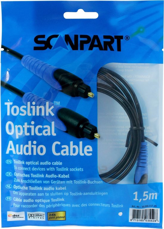 Scanpart digitale optische kabel 1.5 meter - Voor soundbar en interactieve  TV -... | bol.com