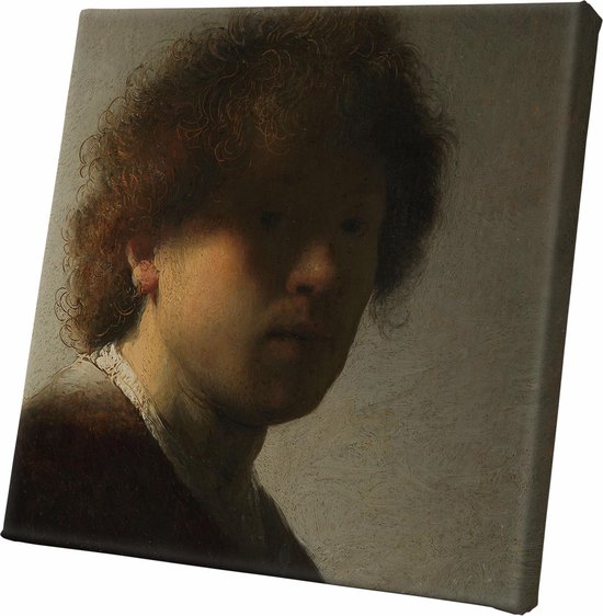 Zelfportret van Rembrandt | Rembrandt van Rijn | Wanddecoratie | 30 CM x 30 CM | Canvas | Foto op canvas | Oude Meesters