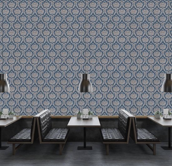 BAROK ORNAMENTEN BEHANG - Beige Blauw Creme Metallic - AS Creation Paradise Garden