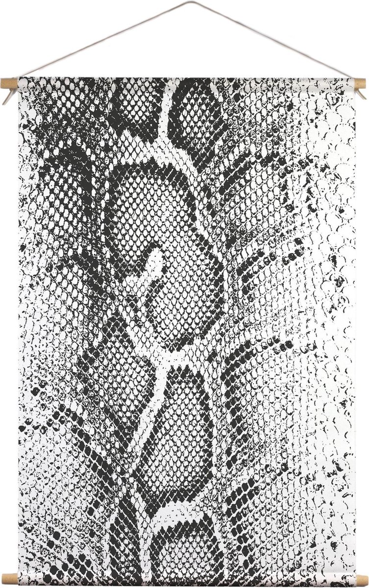 Slangenprint | Zwart wit | Dieren | Textieldoek | Textielposter | Wanddecoratie | 120CM x 180CM” | Schilderij