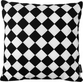 Black & White Checkers Kussenhoes | Katoen/Polyester | 45 x 45 cm | Zwart-Wit