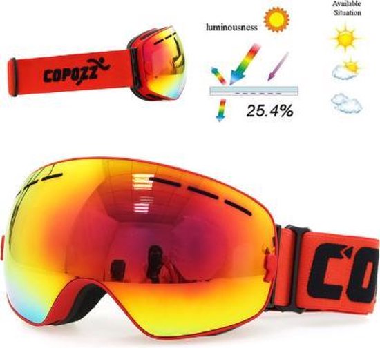 Bewijzen aanvaardbaar lichtgewicht Super luxe Skibril inclusief zakje - Rood - Skibrillen - UV protected -  Snowboardbril... | bol.com