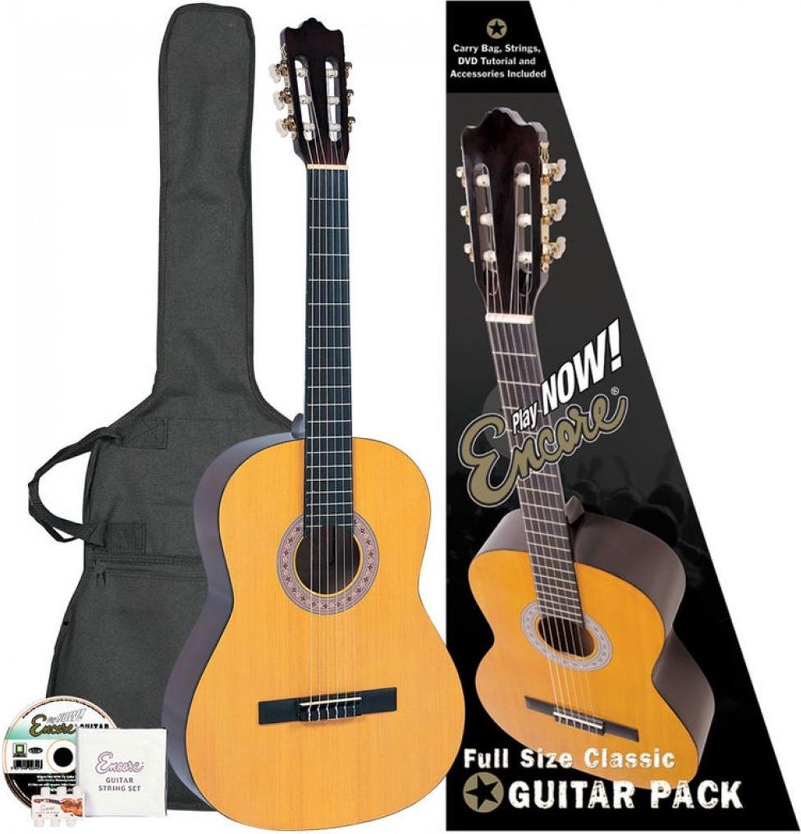 Klassieke gitaar met nylon snaren incl. | Gitaartas | Reserve snaren | Stemfluit | Zelfstudie DVD
