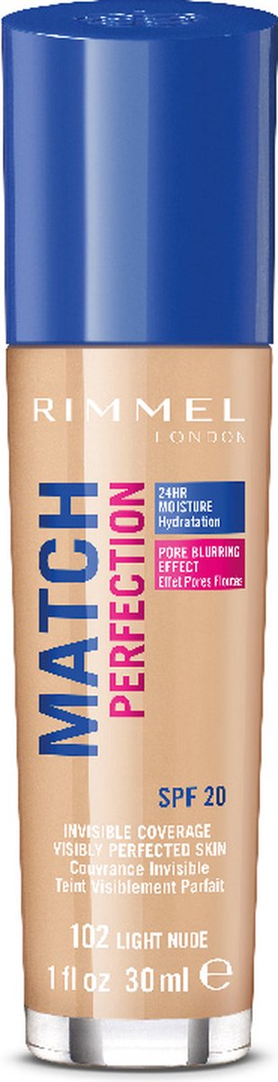 Bol.com Rimmel London Match Perfection Foundation - 102 Light Nude aanbieding