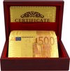 Afbeelding van het spelletje Speelkaarten - Zeer Luxe Goud Kleurige Poker Kaarten Set met Doos - 500 euro biljetten Gekleurd