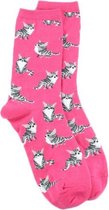 Sokken dames roze print kat (36-39)
