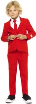 OppoSuits Red Devil - Jongens Pak - Casual Effen Gekleurd - Rood - Maat EU 92/98