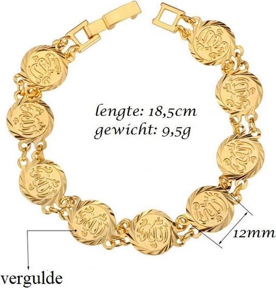 Geshe®-vergulde dames armband de god allah munt-goudkleurige-18,5cm-Your  Fashion... | bol.com