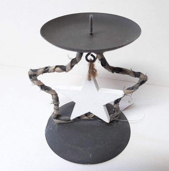 Kaarsenstandaard kerst met witte houten ster