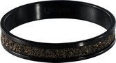 Quiges Stacking Ring Ladies - Bague de remplissage Marron Glitter - Acier inoxydable Zwart - Taille 20 - Hauteur 4mm