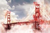 DP® Diamond Painting pakket volwassenen - Afbeelding: Aquarel Golden Gate Bridge - 50 x 75 cm volledige bedekking, vierkante steentjes - 100% Nederlandse productie! - Cat.: Voertuigen