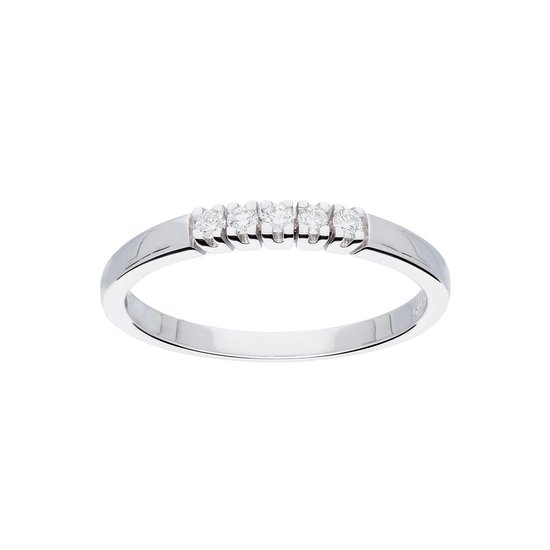 Bague Glow avec anneau de rangs de diamants - 5 pierres 0.10 ct G / SI - or  blanc 14... | bol.com