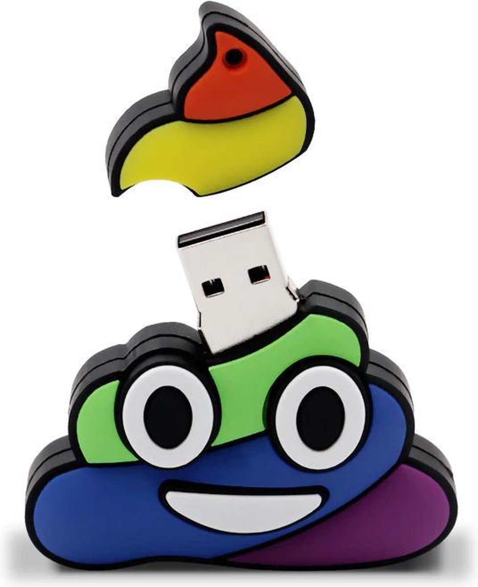 Drol Sticker Regenboog Drol USB-Stick 16GB - Drol Emoji design | bol.com