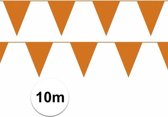 Vlaggenlijn - 20 vlaggetjes - oranje - 10 meter - Koningsdag / WK / EK voetbal vlaggenlijn - Merkloos