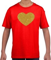 Gouden hart t-shirt rood kids - kids shirt Gouden hart 140/152