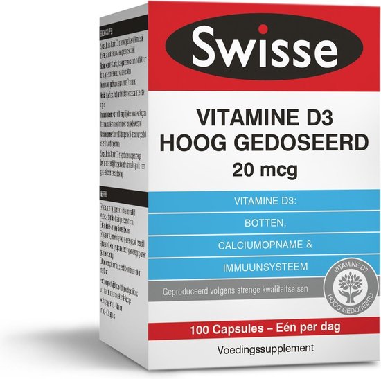 paperback Schatting Aanhoudend Swisse Vitamine D3 Voedingssupplement - 100 capsules | bol.com