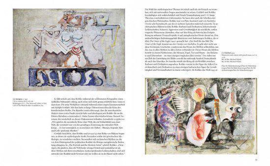 Twee abstracte schilderijen met menselijke figuren en mythologische elementen.