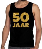 50 Jaar glitter tanktop / mouwloos shirt zwart heren S