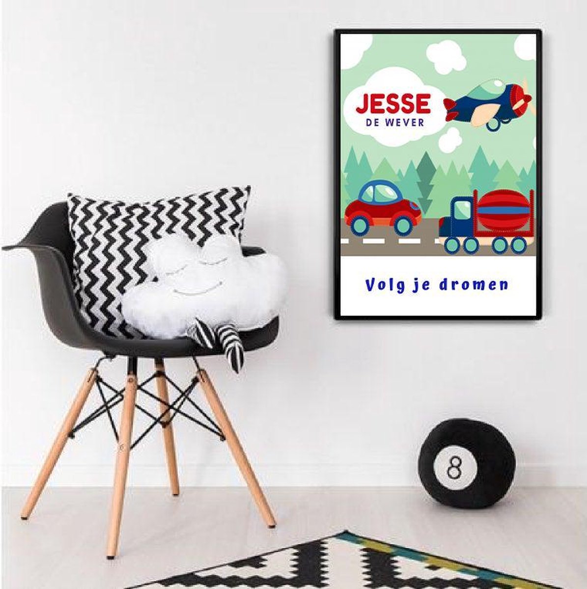 Gepersonaliseerde Poster Babykamer Of Kinderkamer, Poster Met Naam Van Kind, Gepersonaliseerd Kraamcadeau. Inclusief Fotolijst ! 50x70 Cm (B2). Volg Je Dromen