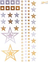 Sticker / Tattoo - Zilver en Goudkleurig - Stars - 19,5 x 9,5 cm