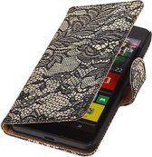 Microsoft Lumia 640 Lace Kant Booktype Wallet Hoesje Zwart - Cover Case Hoes