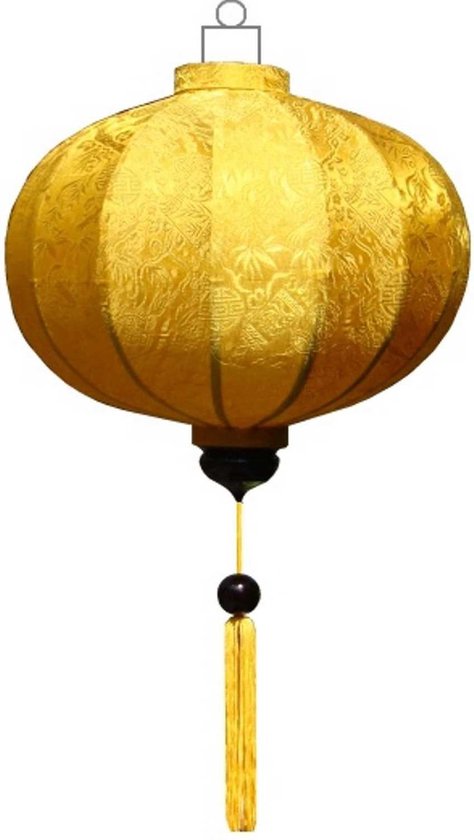 Gele zijden Chinese lampion lamp rond - G-YE-45-S