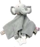 Baby knuffel – Grijze olifant - baby doekje – slaapknuffeltje – met bijtring – new born – kraam cadeau – extra zachte stof – vanaf 0 jaar – wasbaar – unieke knuffel- geborgenheid –