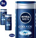 NIVEA MEN Cool Kick Douchegel - 2 x 250 ml - Voordeelverpakking