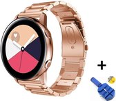 Metalen Armband Geschikt Voor Samsung Galaxy Watch Active / 42mm Smartwatch - Horloge Band Strap - Schakel Polsband Strap RVS - Rosegoud Kleurig