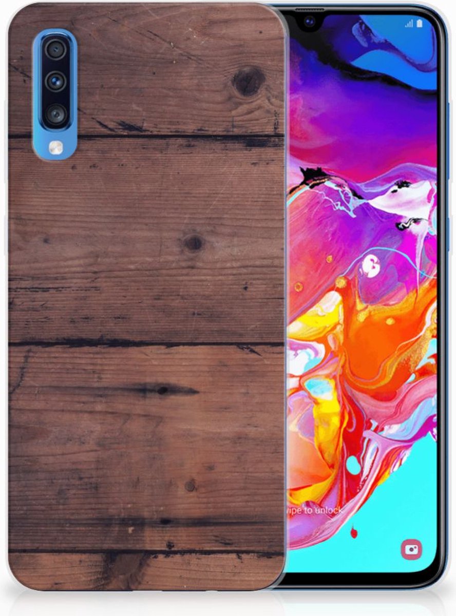 Samsung Galaxy A70 Bumper Hoesje Old Wood