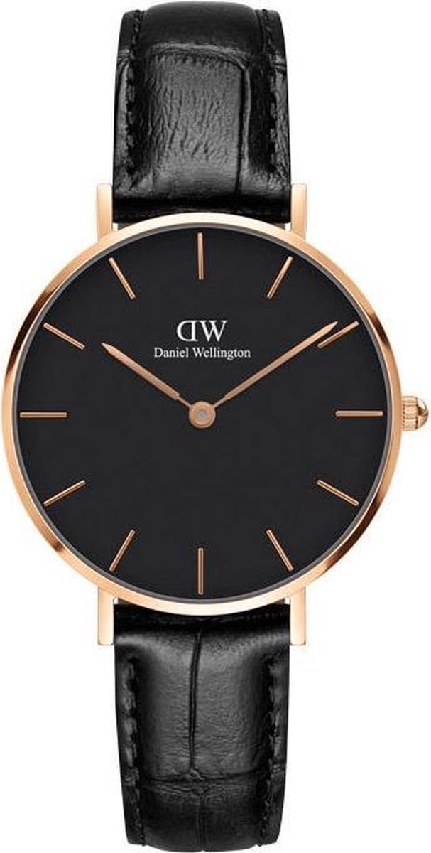 Daniel Wellington Classic Black Petite Reading DW00100167 - Horloge - Leer - Zwart - Ø 32mm