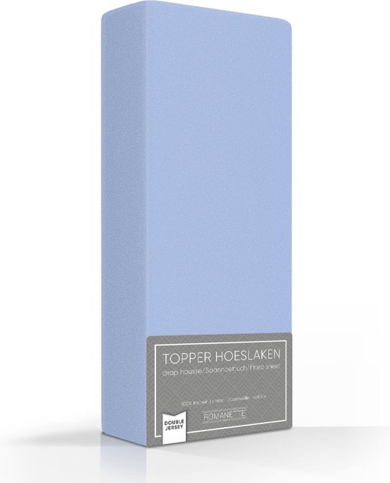 Comfortabele Dubbel Jersey Topper Hoeslaken Blauw | 140x220| Heerlijk Zacht | Extra Dikke Kwaliteit