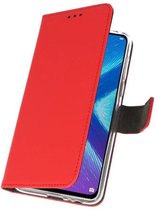 Booktype Telefoonhoesjes - Bookcase Hoesje - Wallet Case -  Geschikt voor Huawei Honor 8X - Rood