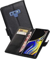 Zakelijke Book Case Telefoonhoesje Geschikt voor de Samsung Galaxy Note 9 - Portemonnee Hoesje - Pasjeshouder Wallet Case - Zwart