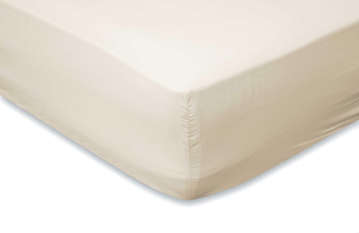 Hoeslaken Katoen Perkal 35cm Hoekhoogte - ivoor 160x200