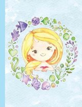 Blue Watercolor Mermaid Wreath Composition Notebook, Graph Paper