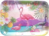 Dienblad met flamingo / ananas motief MARTHA - Multicolor - Kunststof - 43.5 x 31.5 cm