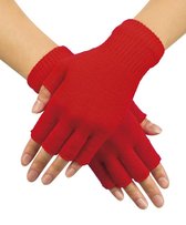 Handschoenen vingerloos gebreid uni rood