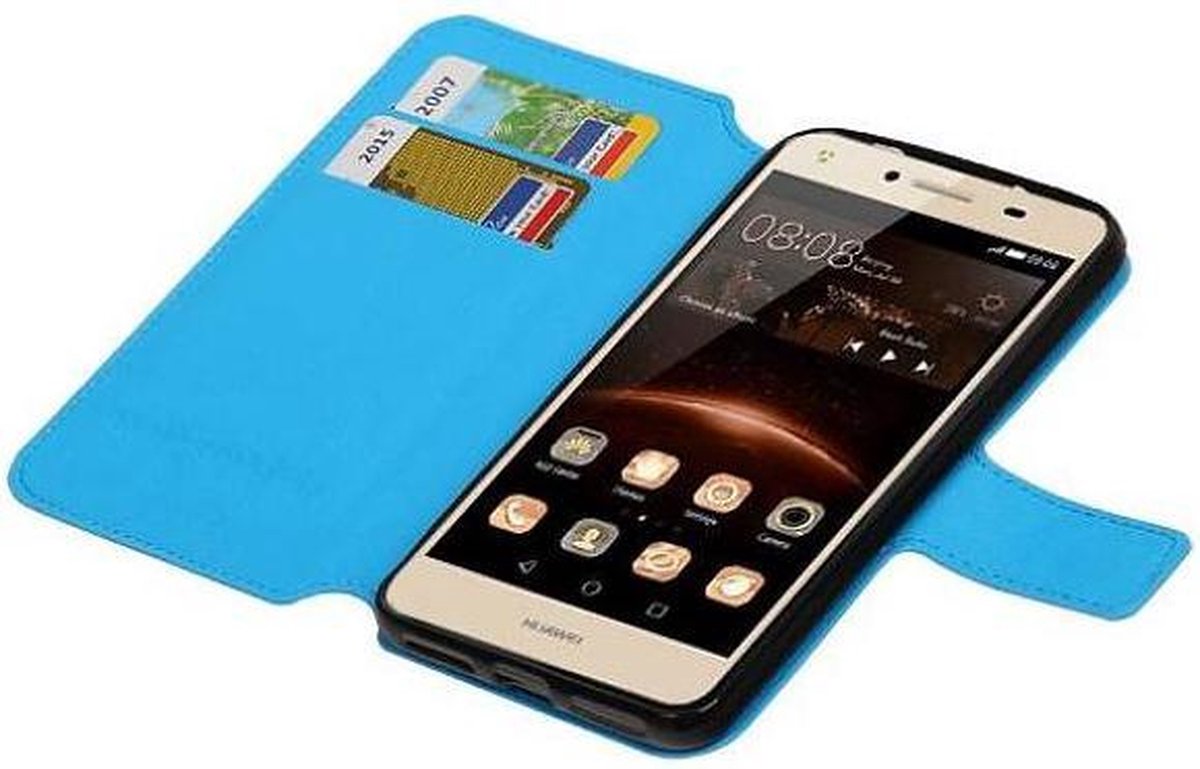 Cross Pattern TPU Bookstyle Wallet Case Hoesje Geschikt voor Huawei Y5 II Blauw