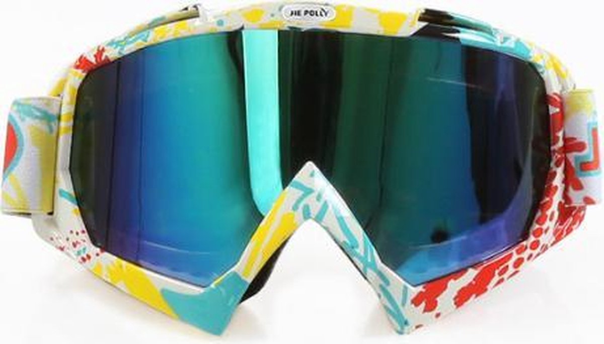 Skibril stoere luxe lens blauw evo frame geel wit en rood N type 9 - ☀/☁