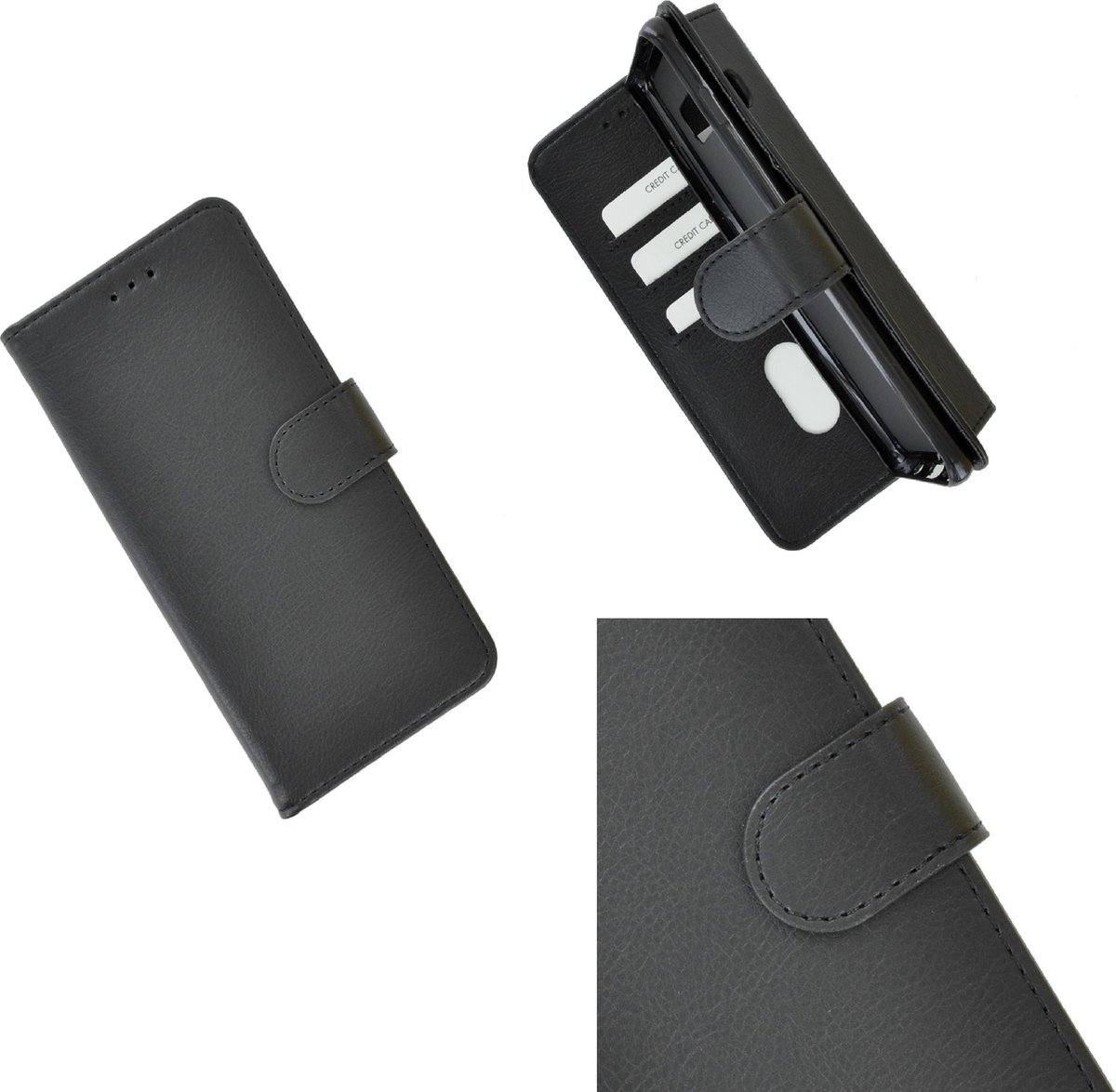 Pearlycase Hoes Wallet Book Case Zwart Geschikt voor Oneplus 7