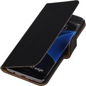 Zwart Effen Booktype Samsung Galaxy S7 Edge G935F Wallet Cover Hoesje
