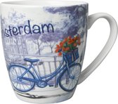 Mok Amsterdam Fiets klein Set van 2 | Heinen Delfts Blauw | Mok | Souvenir | Koffiemok | Delfts Blauw |