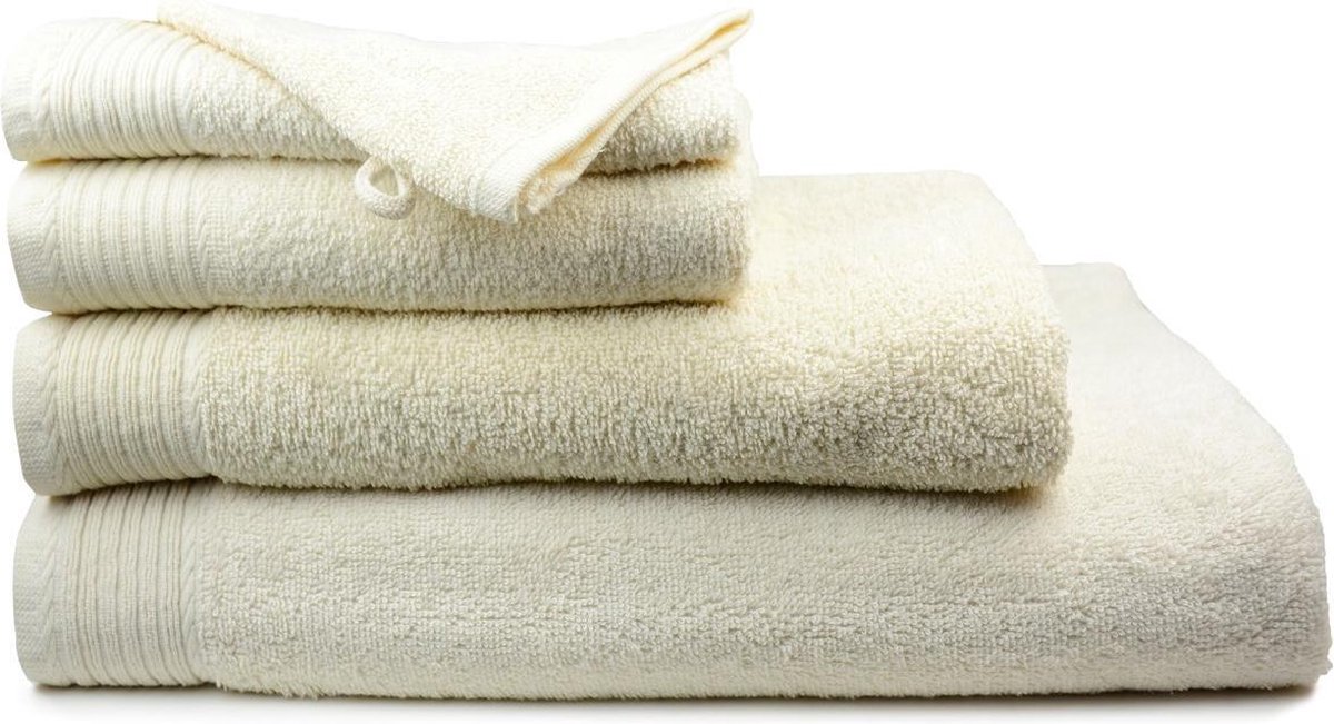 The One Badgoedset 450 gr - 4x 50x100 cm + 4x Washandjes 15x21 cm - Creme