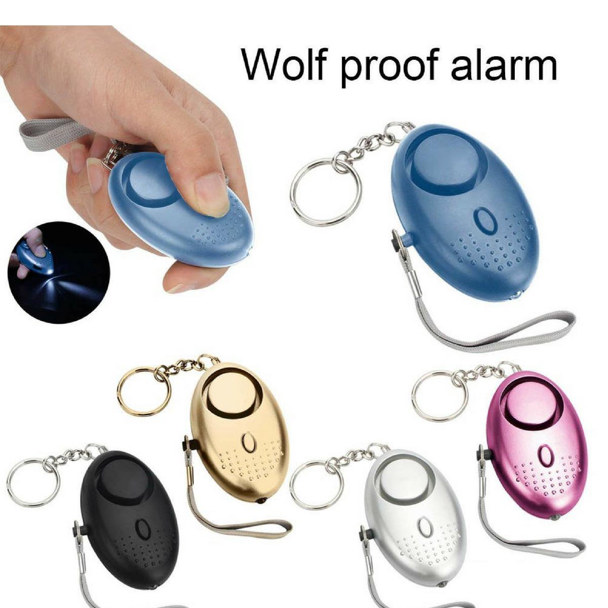 Persoonlijk alarm - Decoratief alarm - Draagbaar alarm - LED-lichtalarm 120DB - Sleutelhangeralarm. Blauw - TrendX